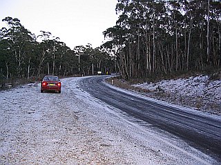 Icy section 4 k's from Mt Bindo turnoff towards Oberon